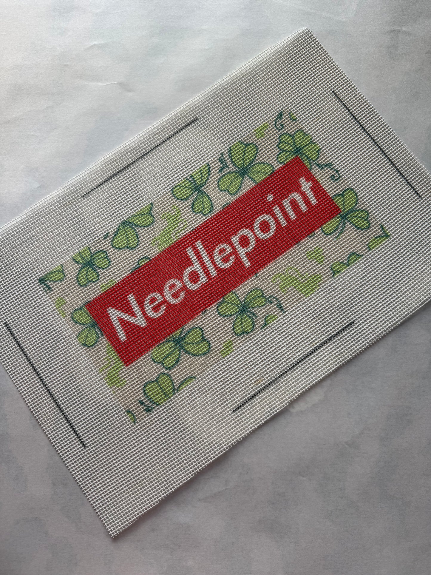 RED BOX Needlepoint Canvas- CLOVERS, Printed 10 Mesh