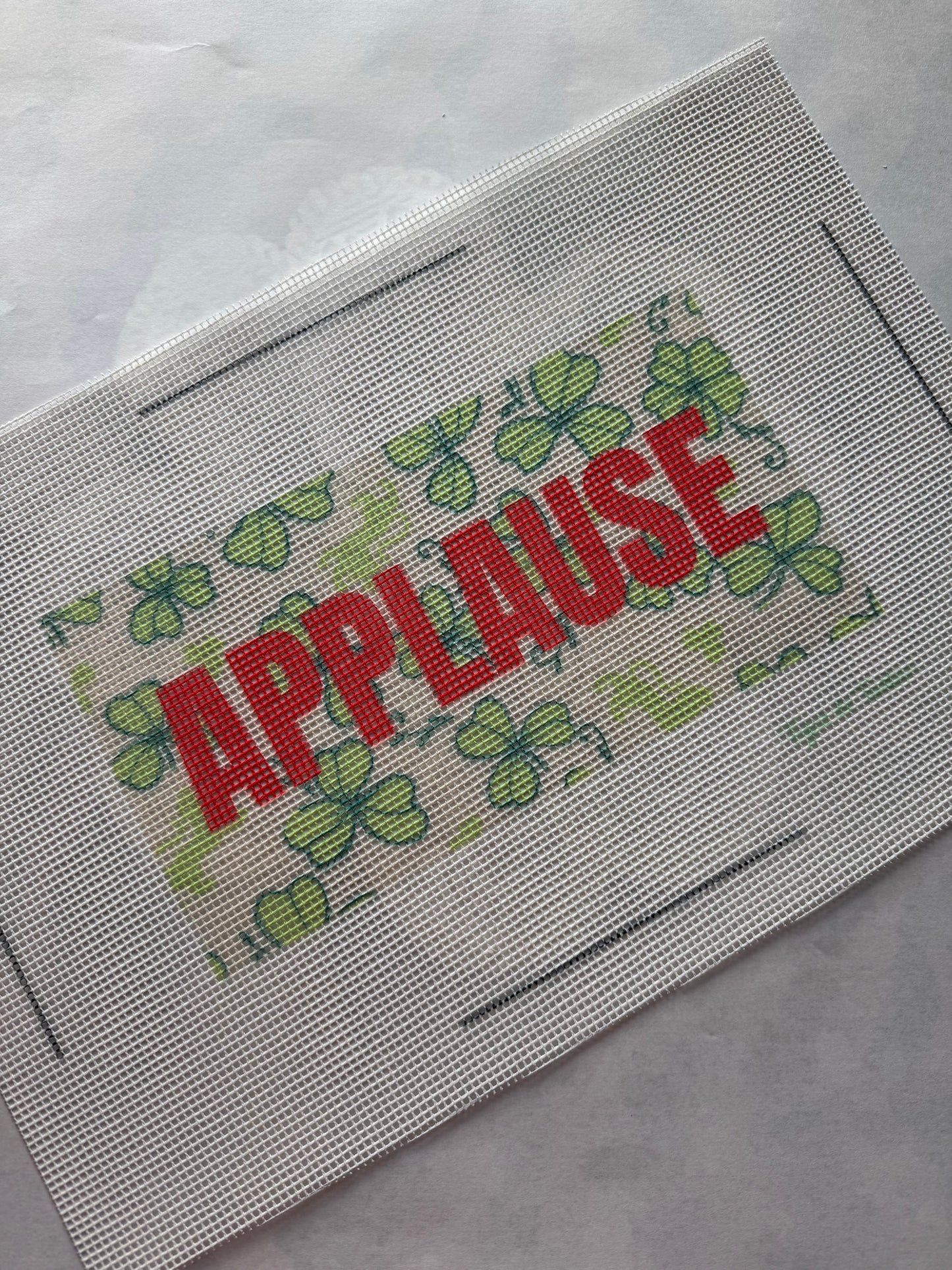 APPLAUSE Needlepoint Canvas – Printed 13 Mesh CLOVERS