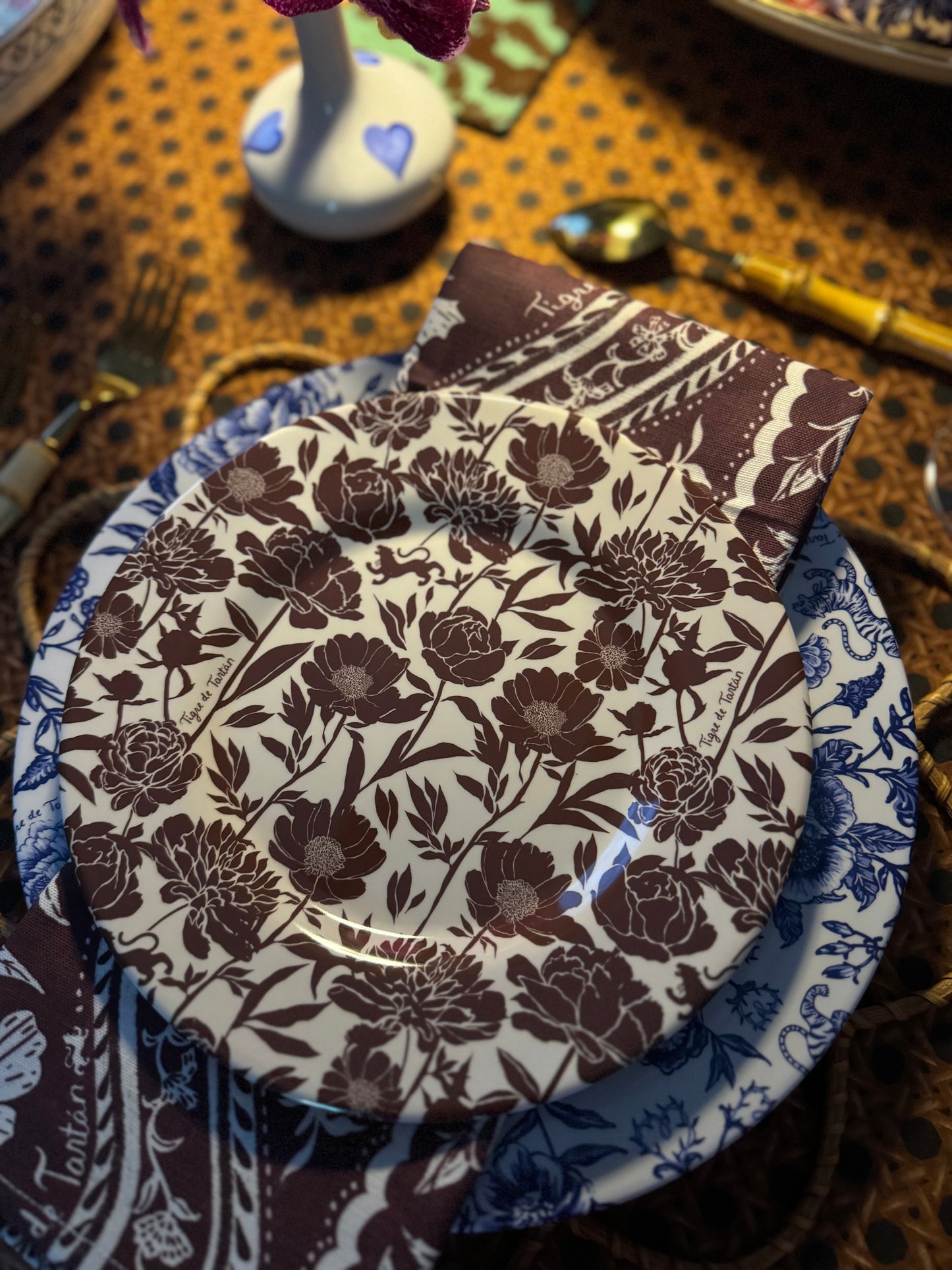 8" Melamine Salad/Dessert Plate, COCONUT PEONY, Set of 6