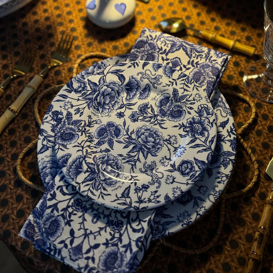 8" Melamine Salad/Dessert Plate, CHINOISERIE GARDEN BLEU, Set of 6