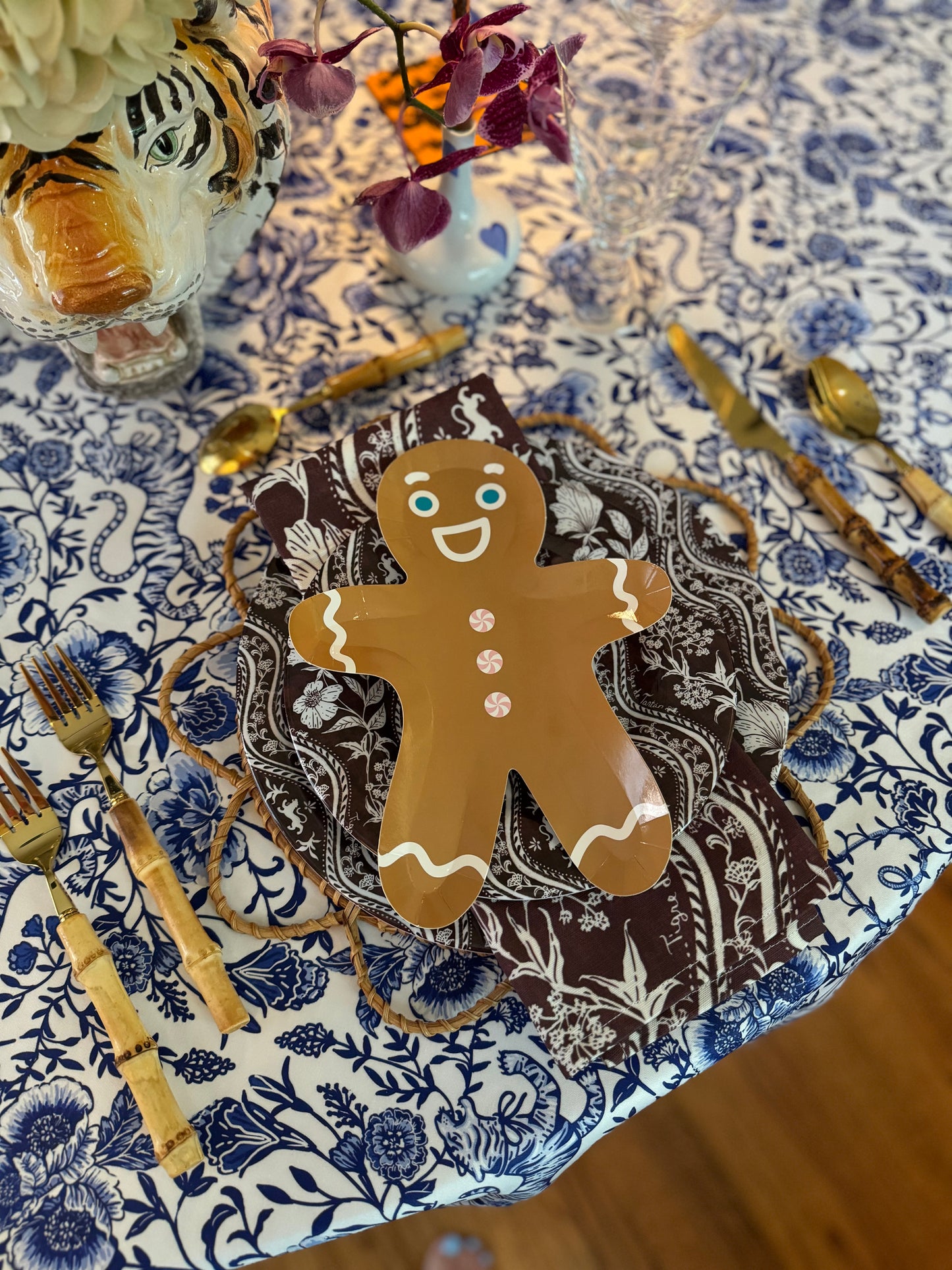 10" Melamine Dinner Plate, DOMINO GINGERBREAD, Set of 4