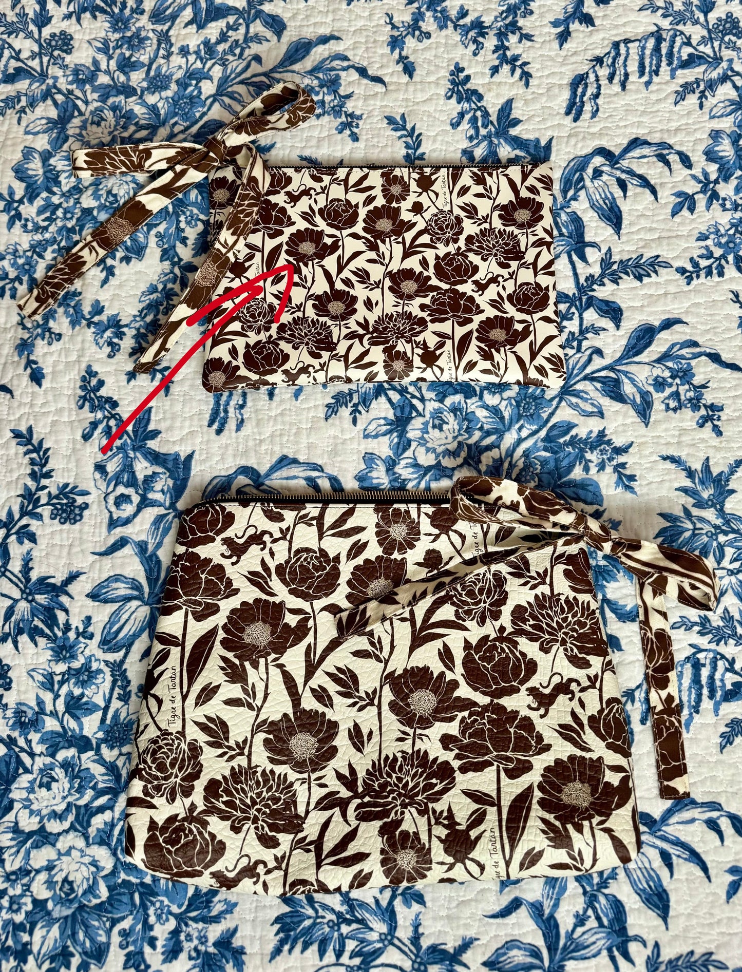Medium Leather Pouch, CHOOSE YOUR MONOGRAM, STRAWBERRY