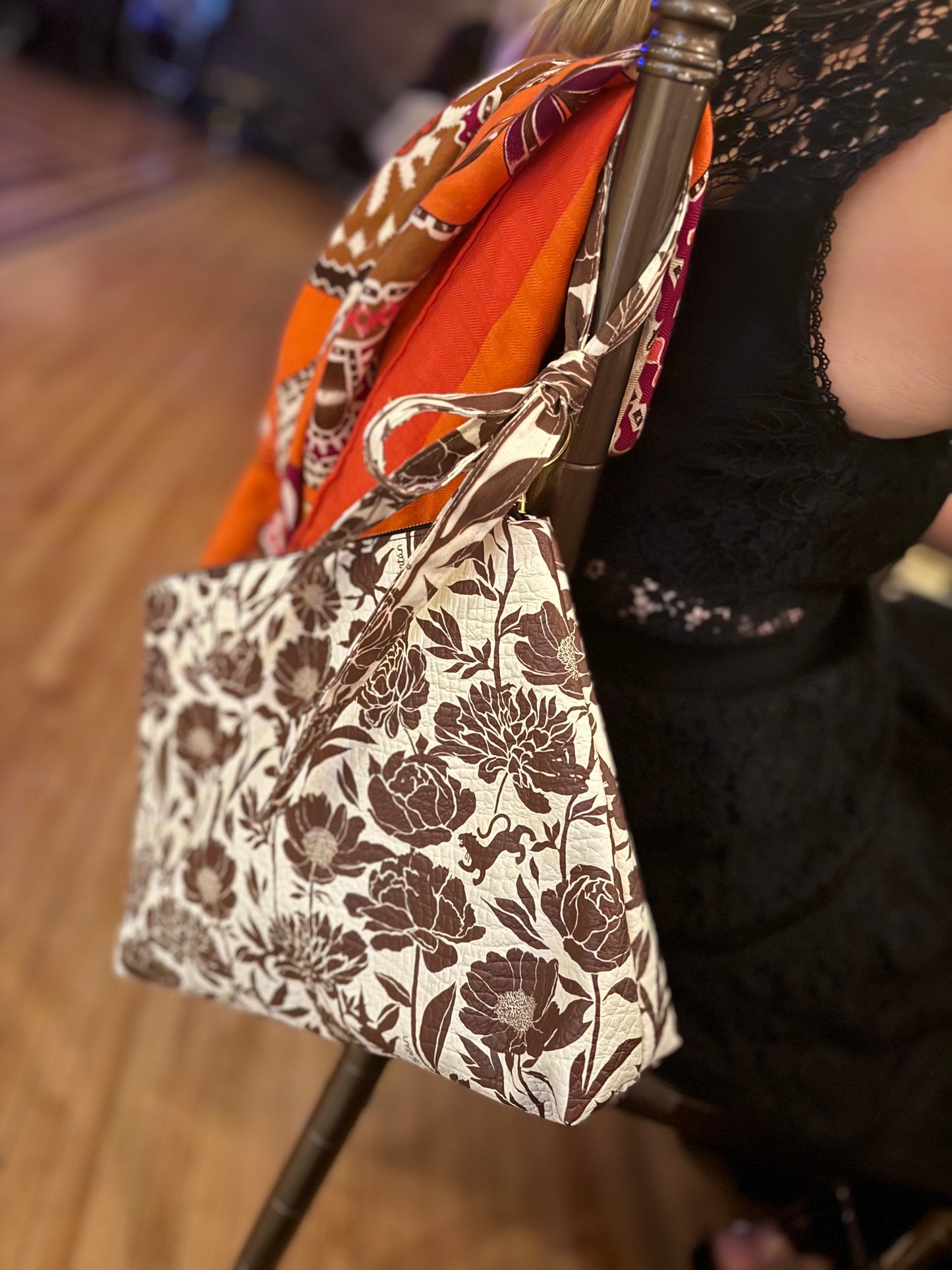 Roomy Leather Clutch, GARDEN PARTY
