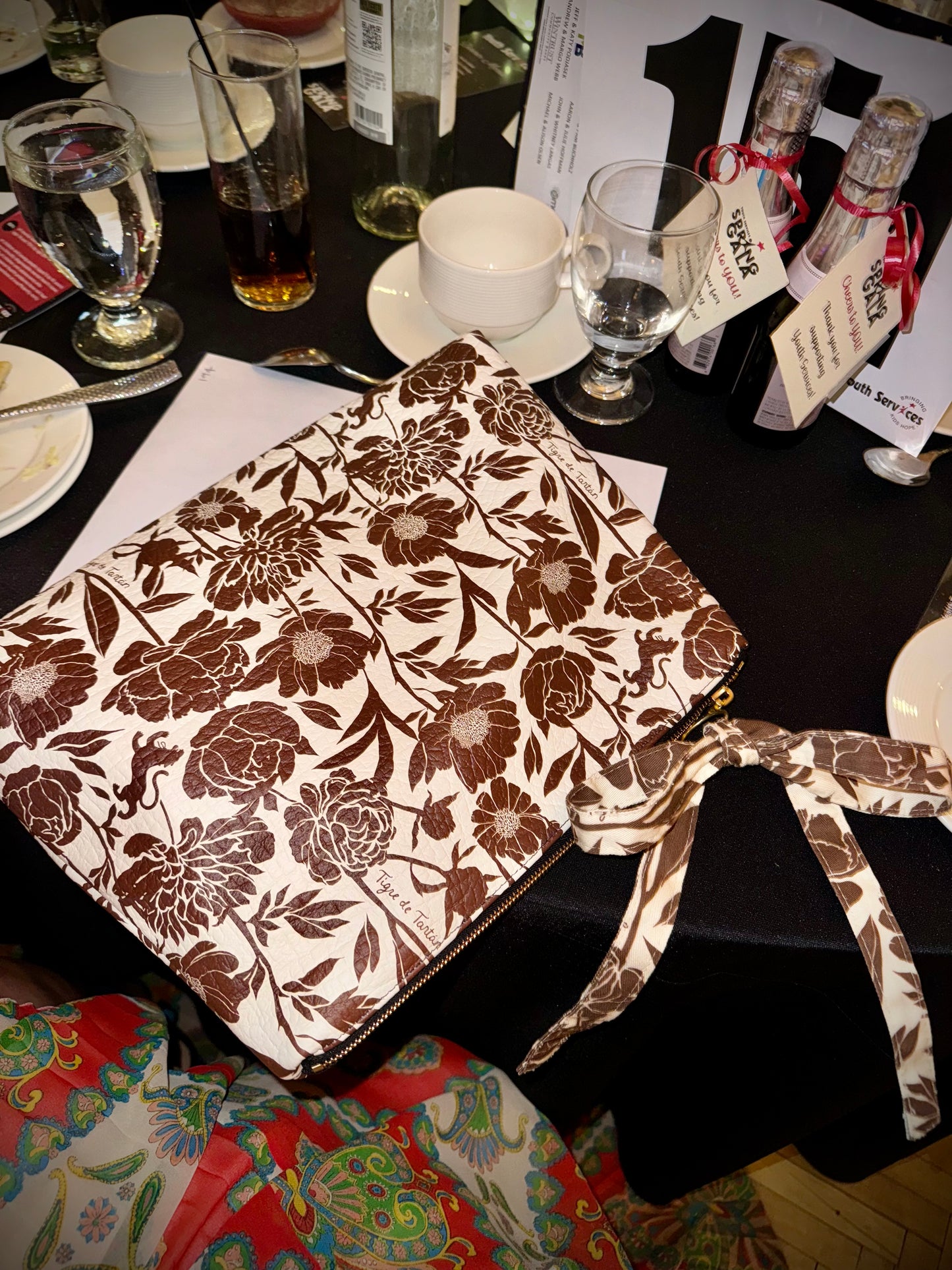 Roomy Leather Clutch, CRITTER PLAID
