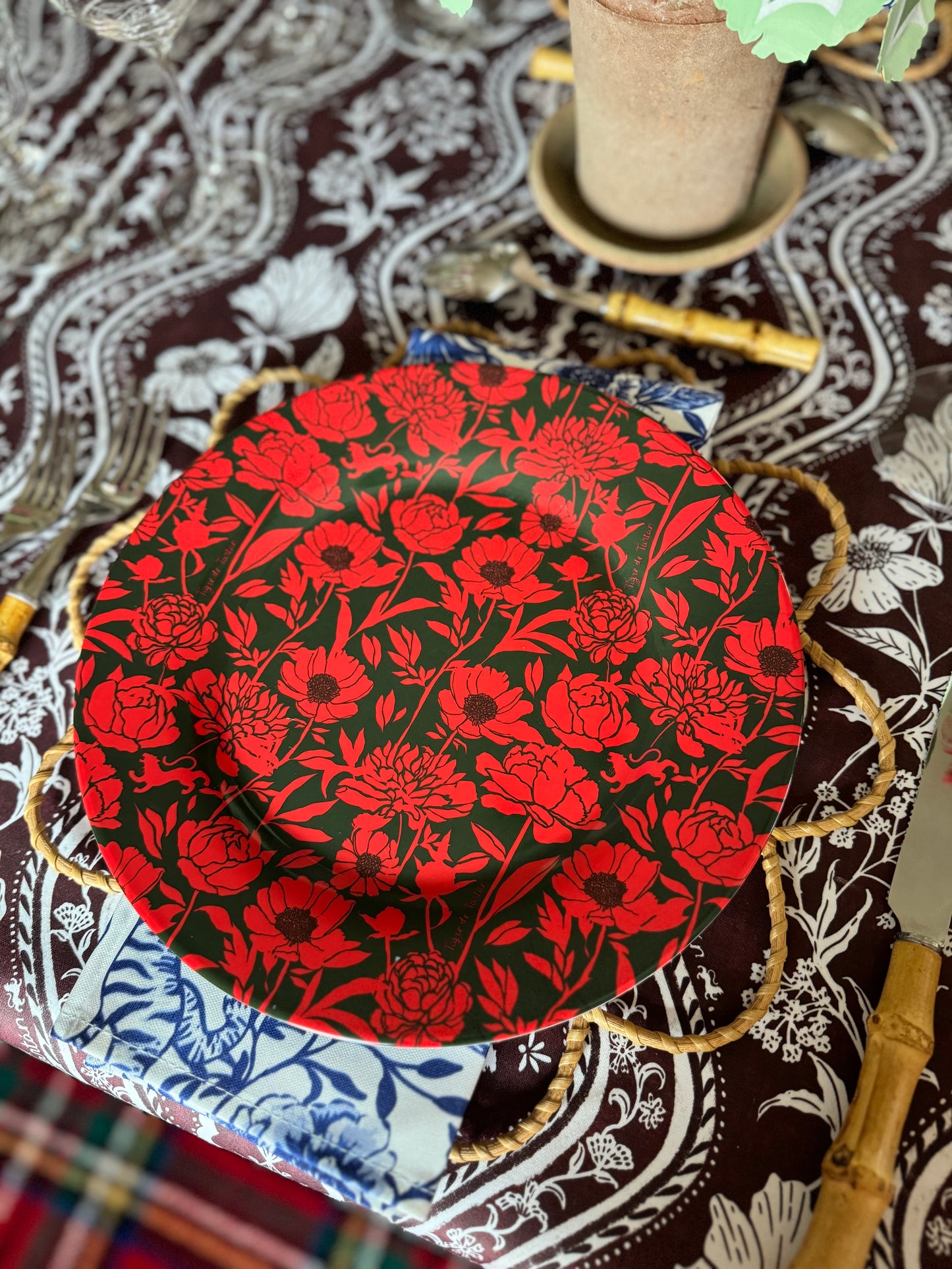 10" Melamine Dinner Plate, ITALIAN PEONY, Set of 4