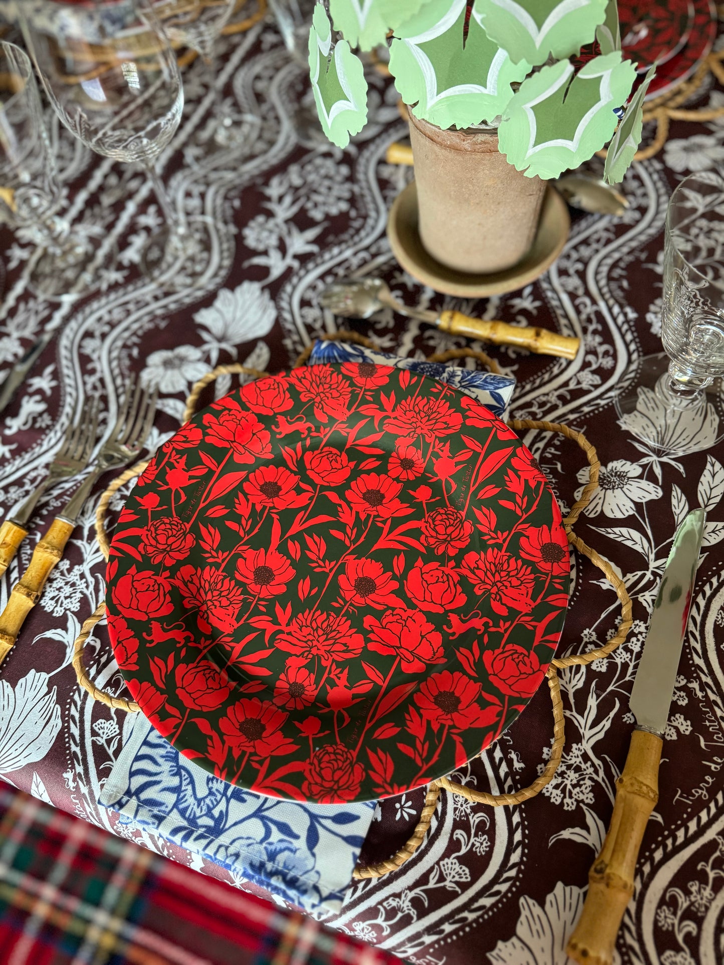 10" Melamine Dinner Plate, ITALIAN PEONY, Set of 4