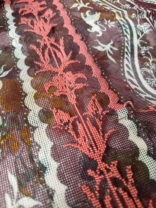 Domino Oxblood Printed Needlepoint Canvas – 14 Mesh
