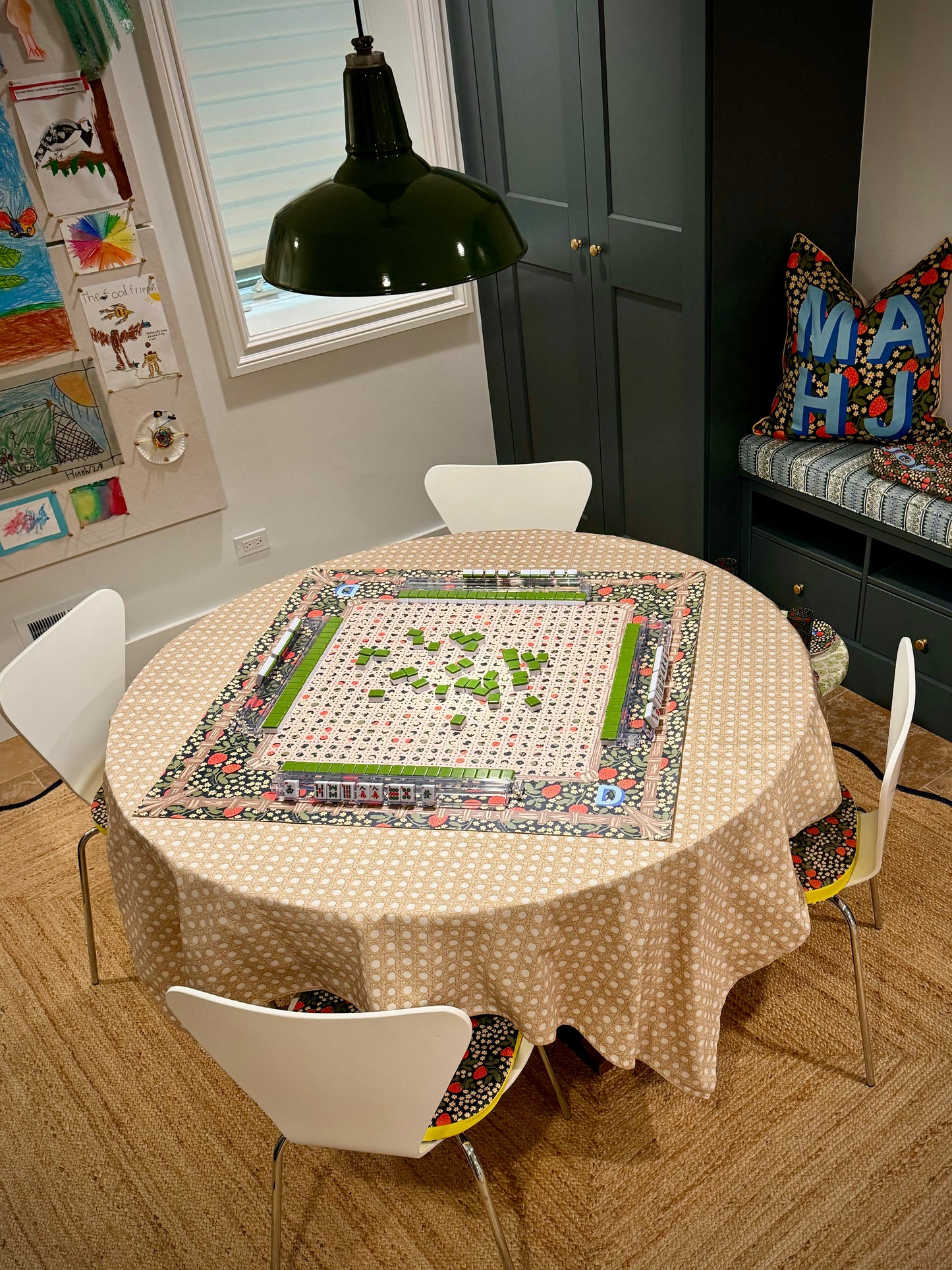 Mahjong Gaming Mat, JADE PEONY ***RULES EDITION
