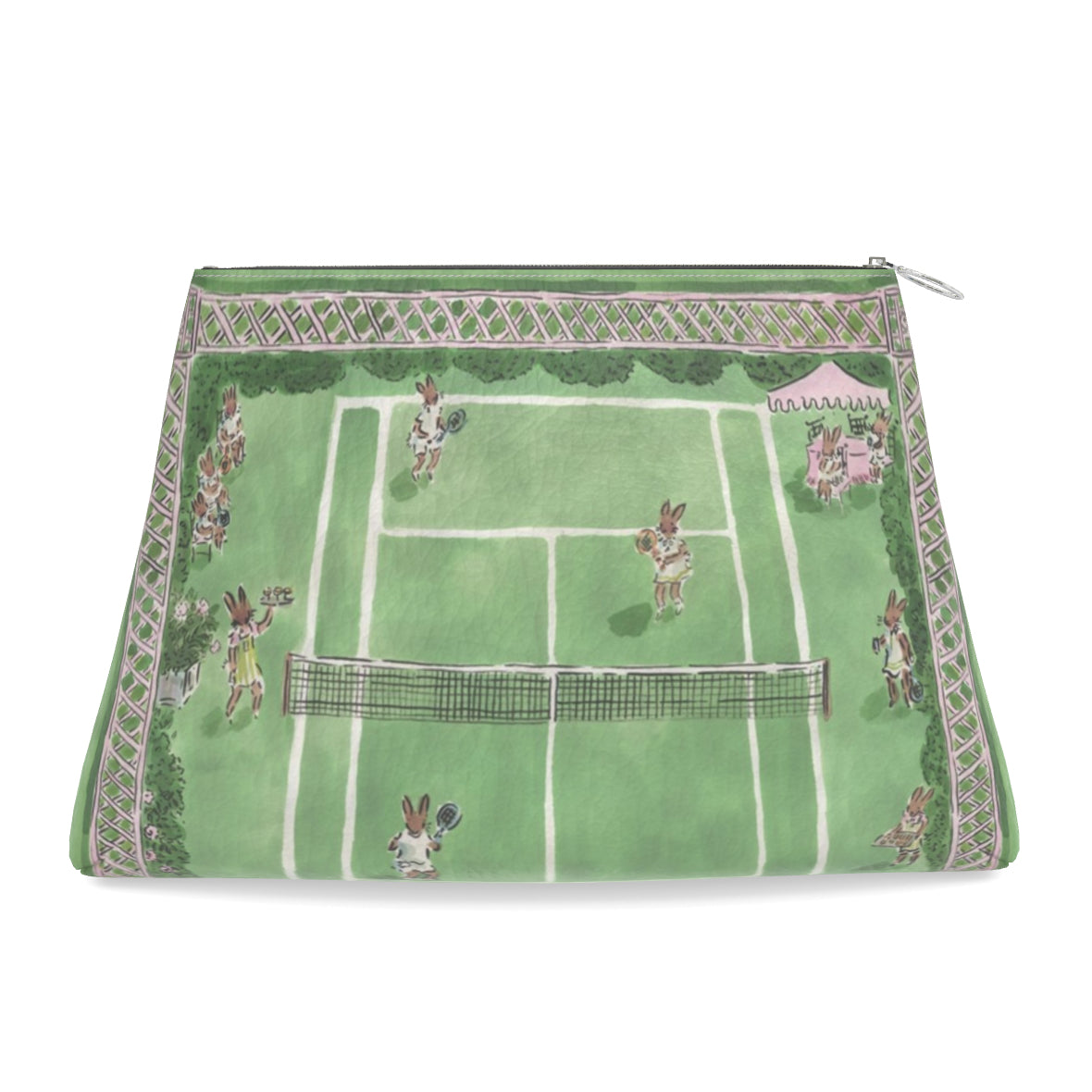 Paige Spearin Roomy Leather Clutch/ Mahjong Tile Bag, "Bunny Love"