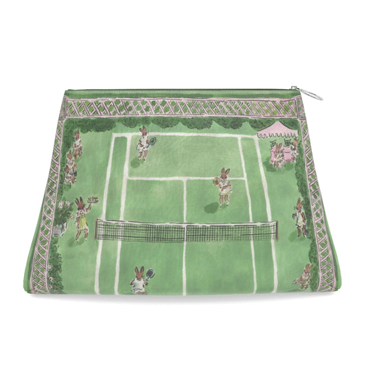 Paige Spearin Roomy Leather Clutch/ Mahjong Tile Bag, "Bunny Love"