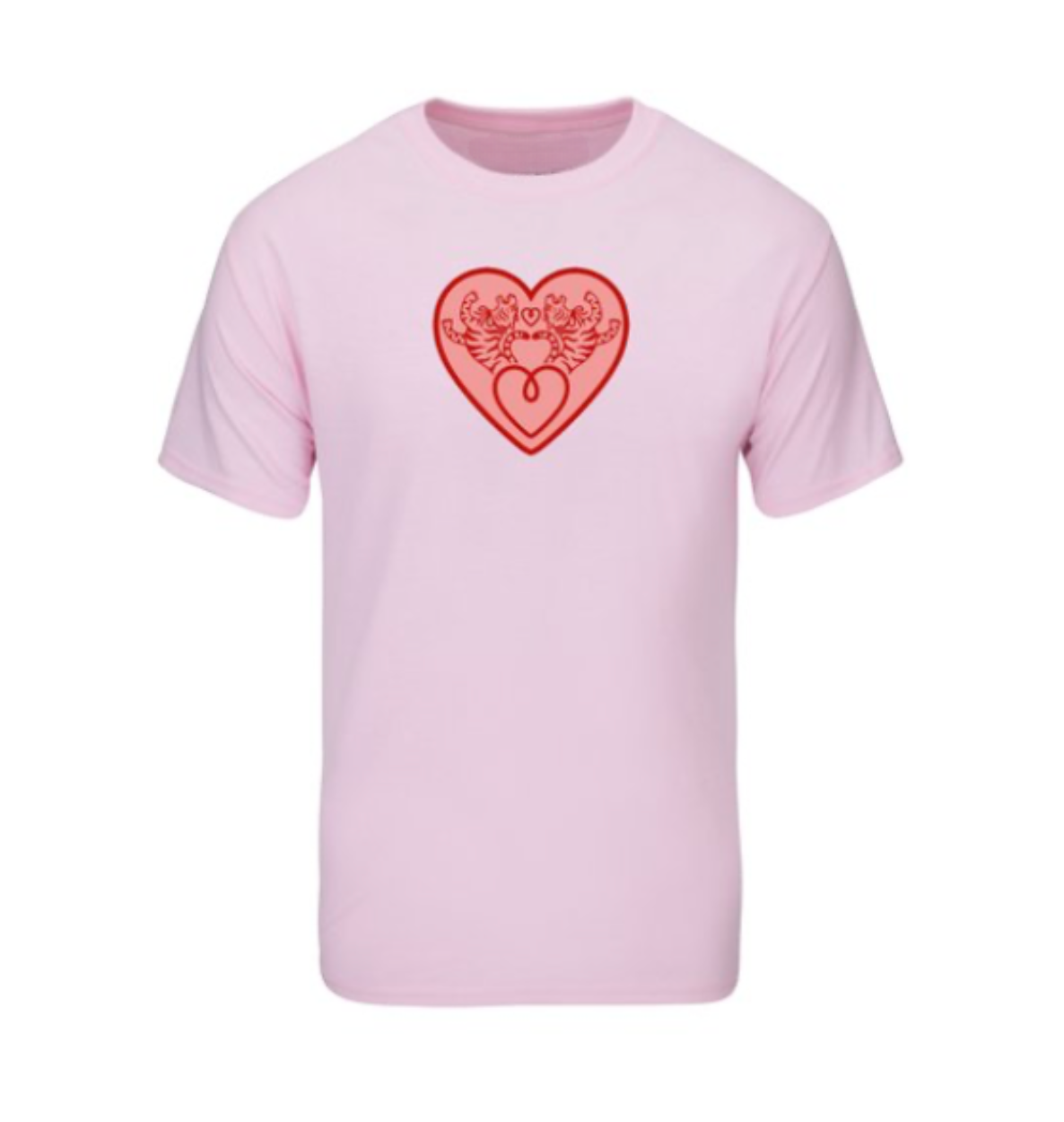 Old School 50/50 T-shirt, TIGER HEART LOGO Pink