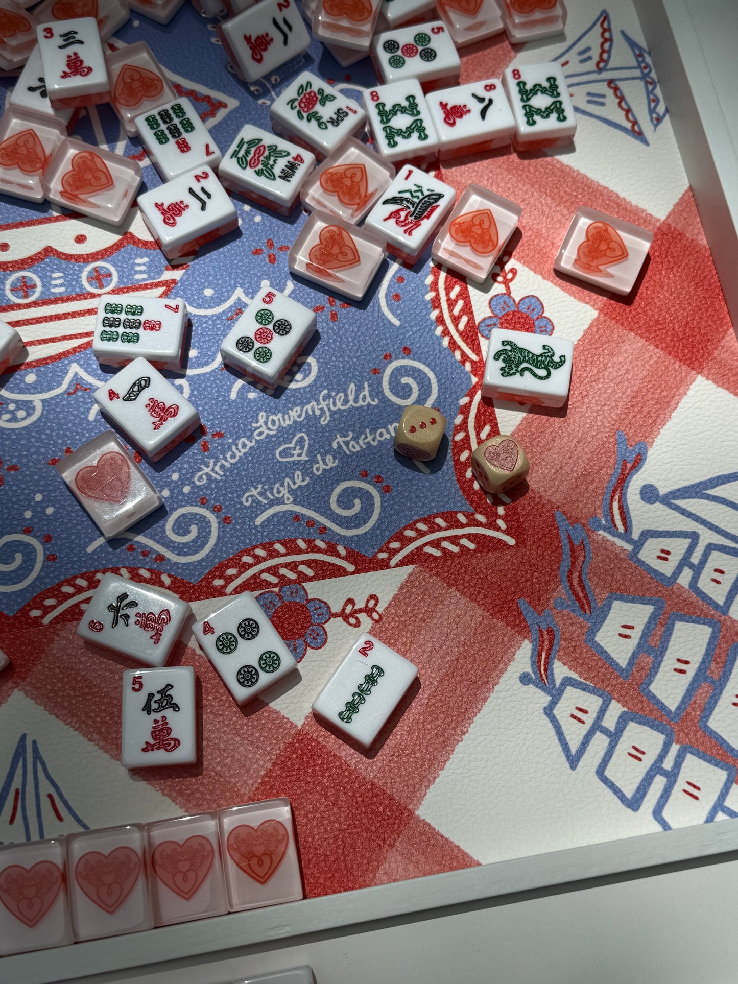 White Beech Wood Mahjong Racks with Magnetic Pushers + Custom Storage Bag