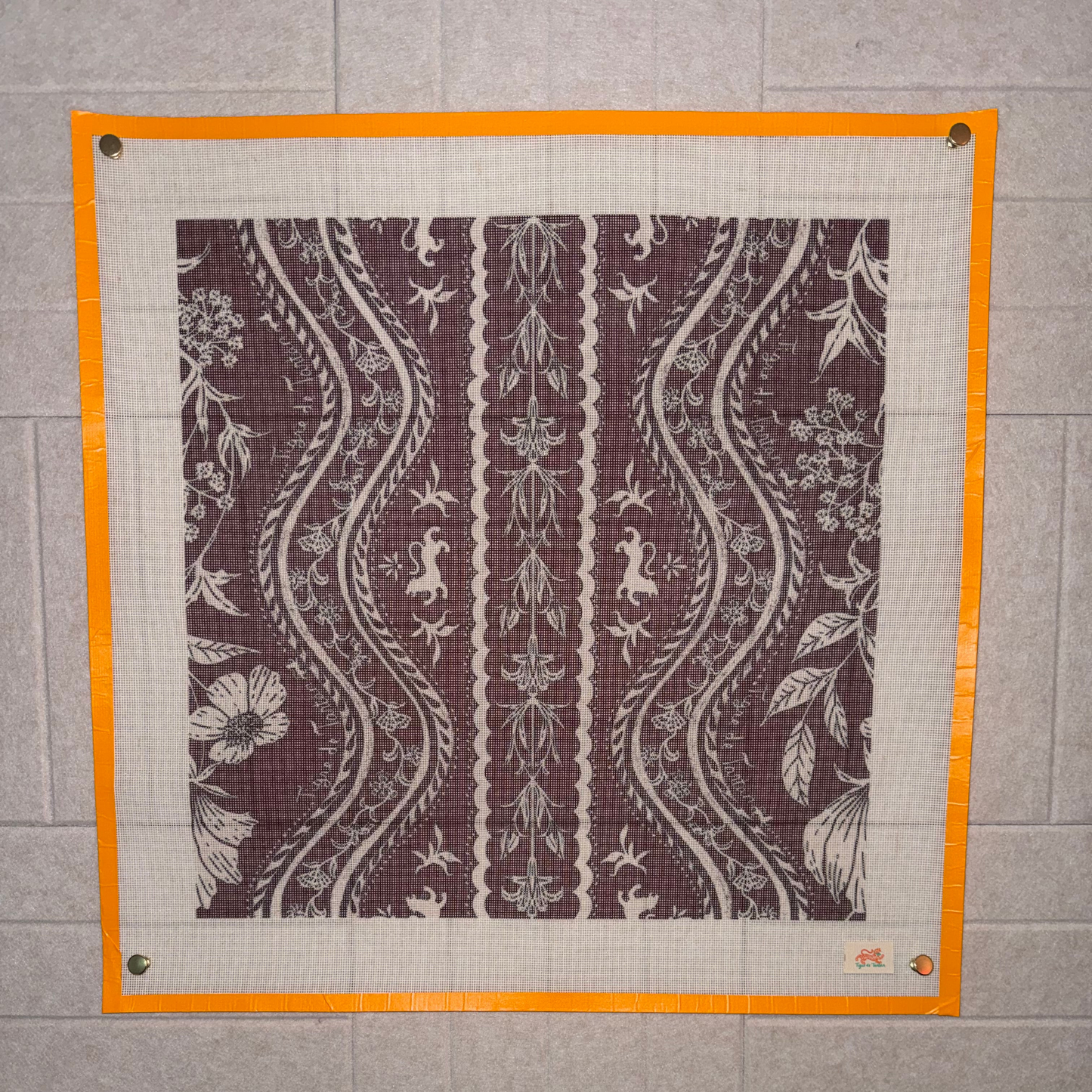 EARLY ACCESS: Domino Oxblood Printed Needlepoint Canvas – 14 Mesh