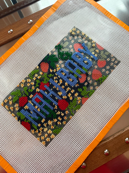 Mahj Baby Needlepoint Canvas, Classic Navy Strawberry — view 5 of 5