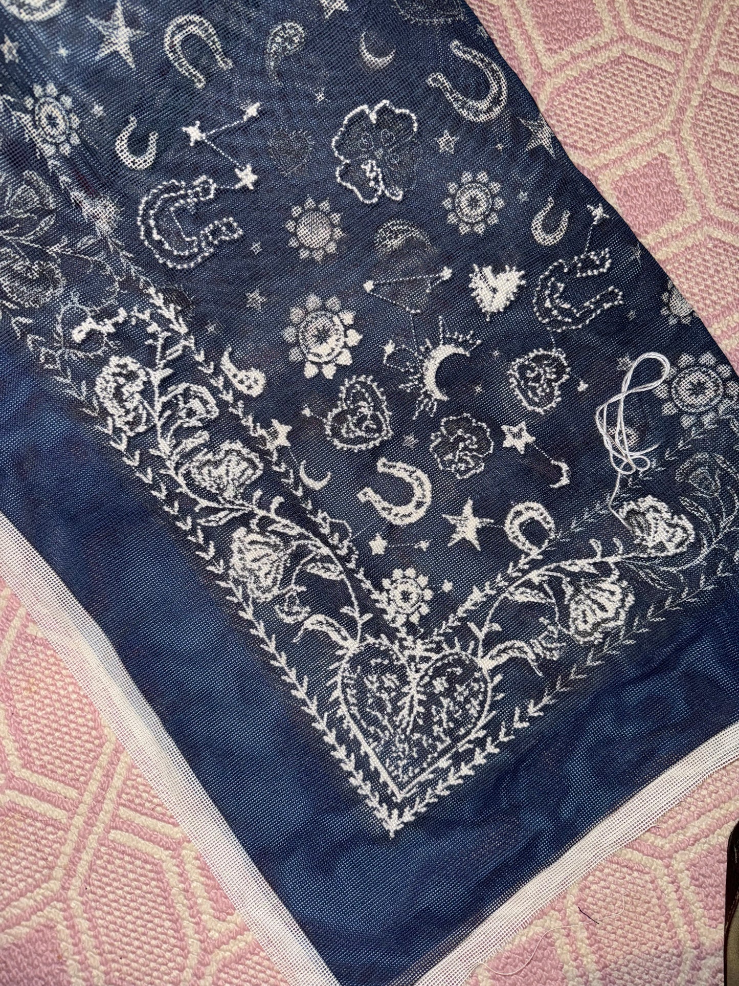 Early Access Mahjong Bandana Printed Needlepoint Canvas - 14 Mesh