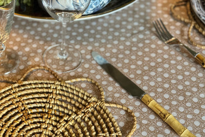 Performance Tablecloth, Trompe L'oeil CANNAGE BLONDE — view 8 of 14