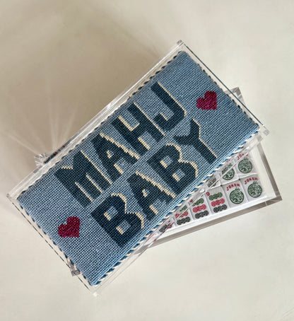 Premium Acrylic Mahjong Tile Box – with Needlepoint Display Slot ( does not include needlepoint canvas)