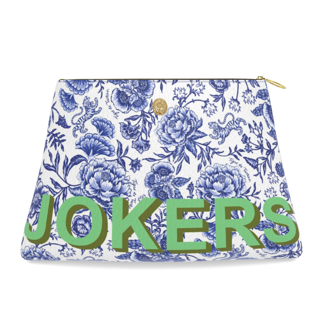 Roomy Leather Mahjong Tile Bag, CHINOISERIE BLEU, JOKERS