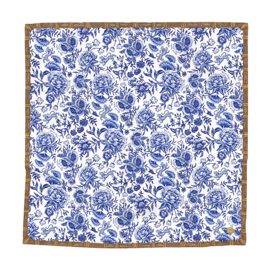 Large Bandanna in Cotton or Silk, Chinoiserie Bleu