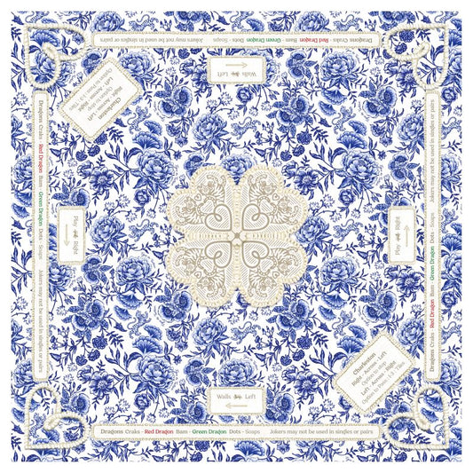 Mahjong Gaming Mat, CHINOISERIE BLEU **RULES EDITION**