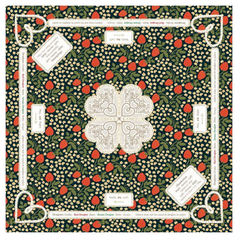 Mahjong Gaming Mat, STRAWBERRY **RULES EDITION**