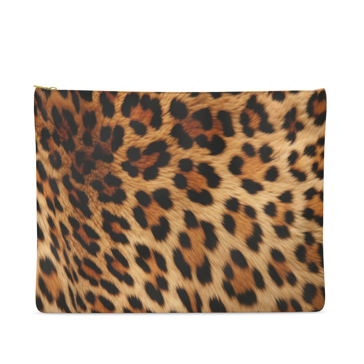 Medium Leather Pouch- PRINTED LEOPARD FUR