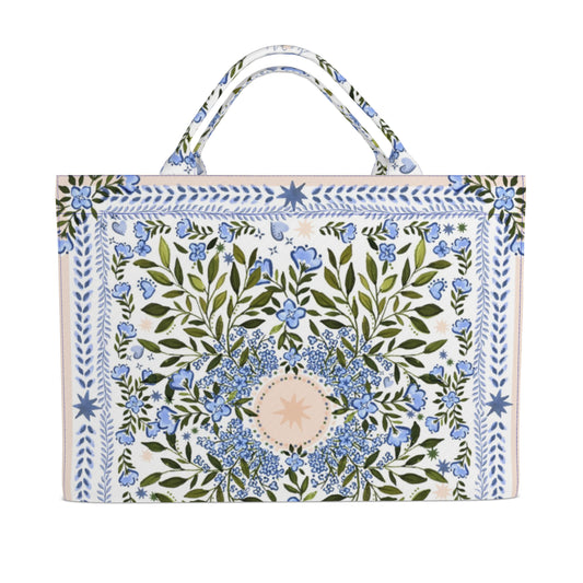 HOLY MAHJ x Tigre de Tartán Jumbo Slouchy Denim Tote, Bluest Blooms