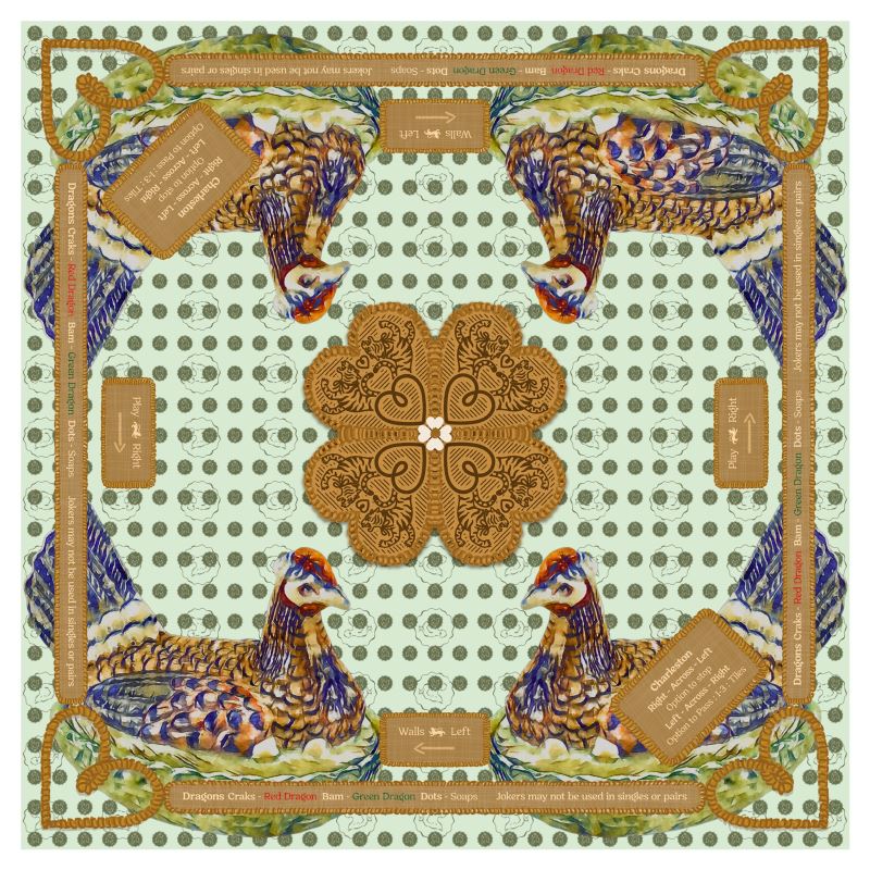 Healing Hens of Texas Mahjong Gaming Mat, STAFFORDSHIRE HEN ***RULES EDITION