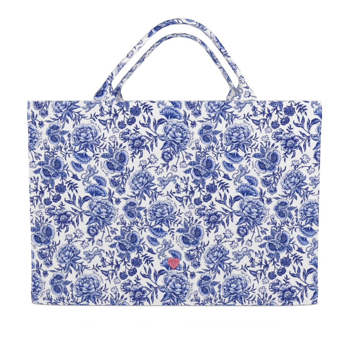 Jumbo Slouchy Denim Tote, Blue Canary Canvas x TDT, "CAN I BRING MY NEEDLEPOINT?" Cannage Blonde