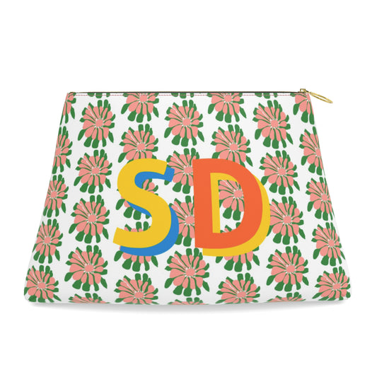 Roomy Leather Tile Bag/ Clutch- KATY'S VINTAGE HAWAIIAN DRESS MONOGRAMMED