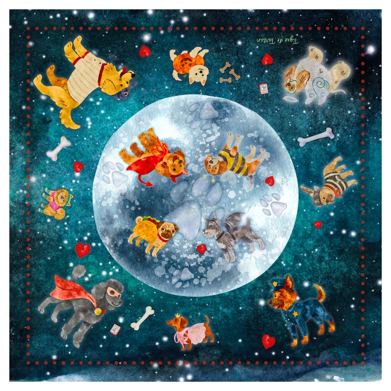 Mahjong Gaming Mat, HALLOWEEN PUPS
