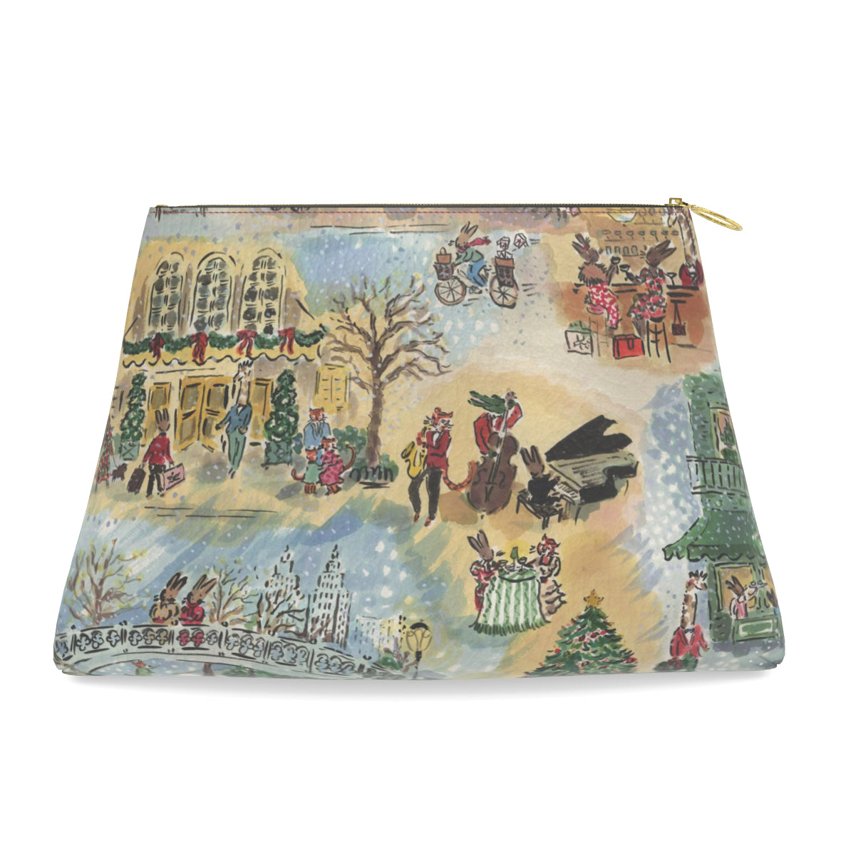 Paige Spearin Roomy Leather Hobby Pouch, "Manhattan Holiday"