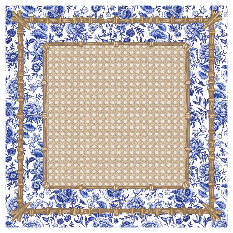 Mahjong Gaming Mat, CHINOISERIE BLEU