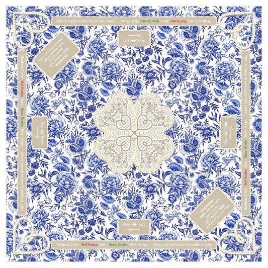 Mahjong Gaming Mat, CHINOISERIE BLEU **RULES EDITION**