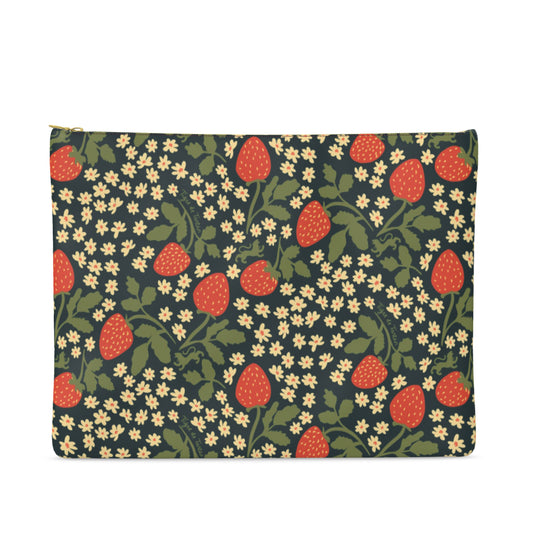 Medium Leather Pouch, STRAWBERRY