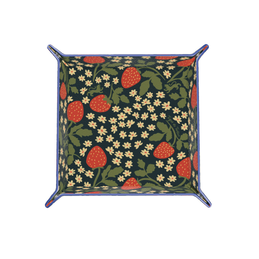 Leather Snap Tray, STRAWBERRY SMALL