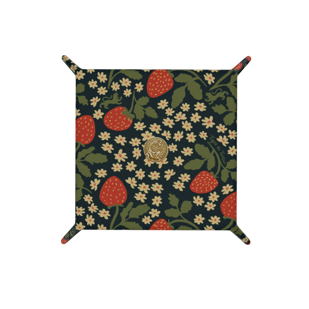 Leather Snap Tray, STRAWBERRY SMALL