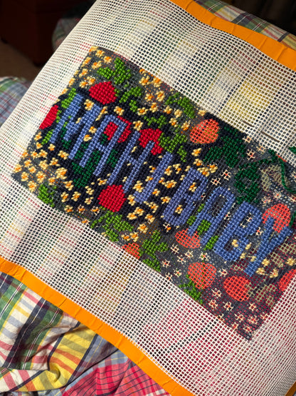 Mahj Baby Needlepoint Canvas, Classic Navy Strawberry — view 2 of 5