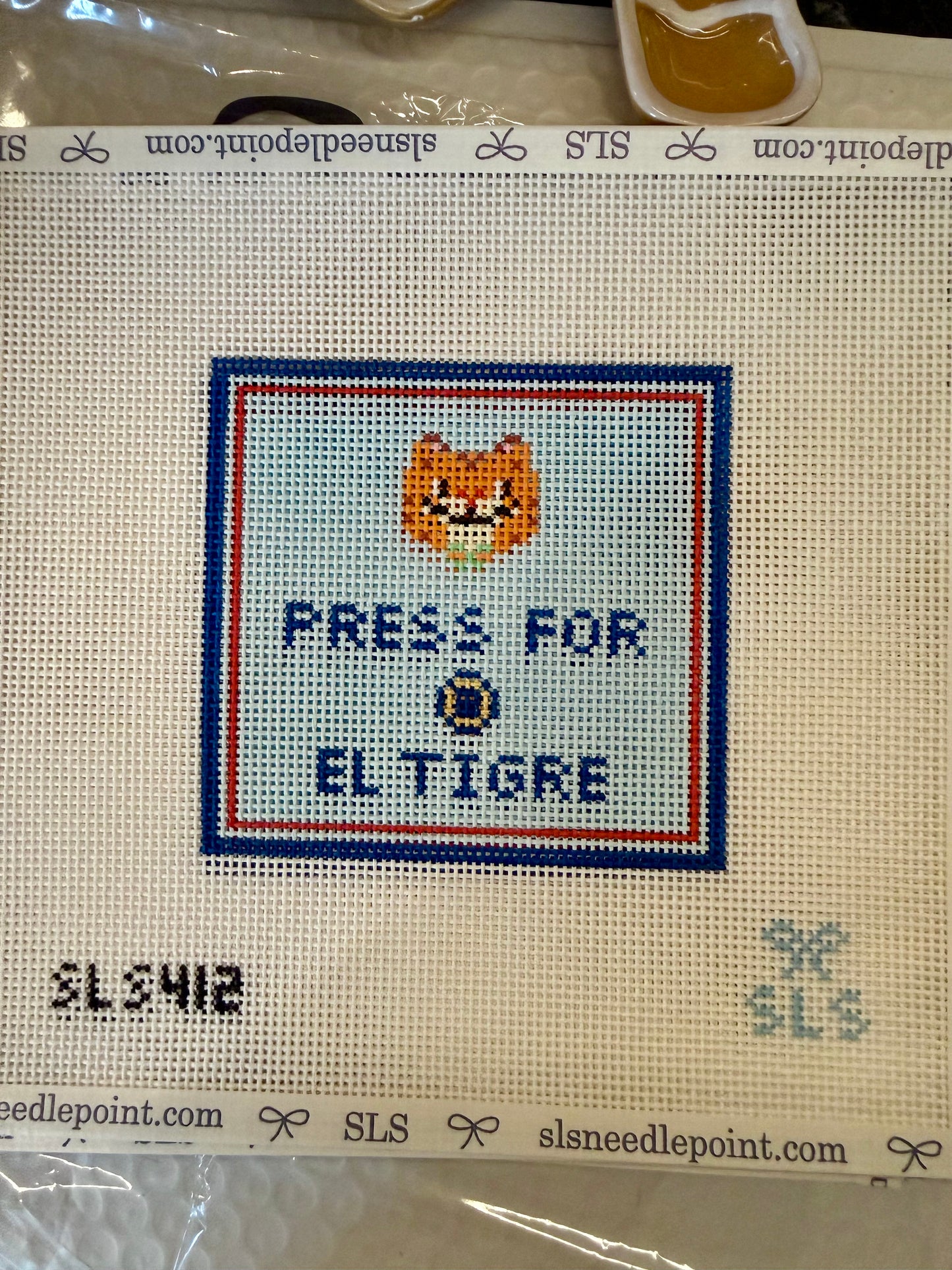Press for El Tigre Painted Needlepoint Canvas