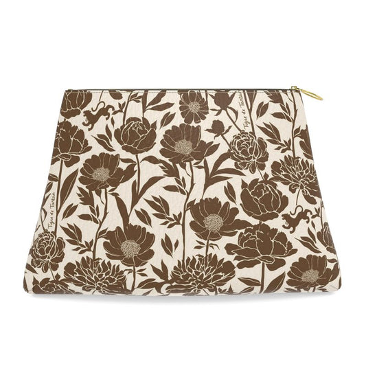 Roomy Leather Pouch- COCONUT PEONY