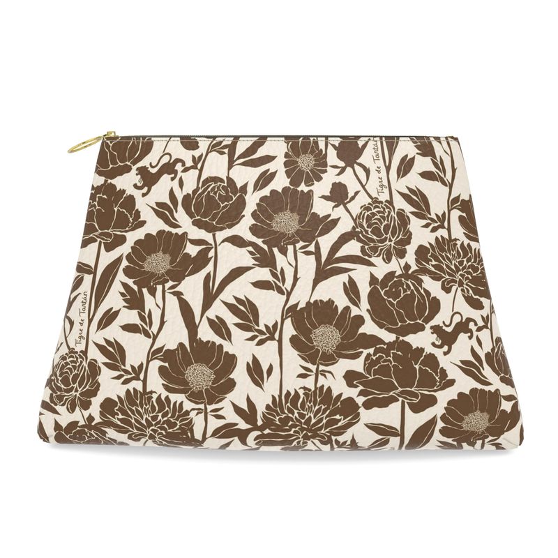 Roomy Leather Pouch- COCONUT PEONY