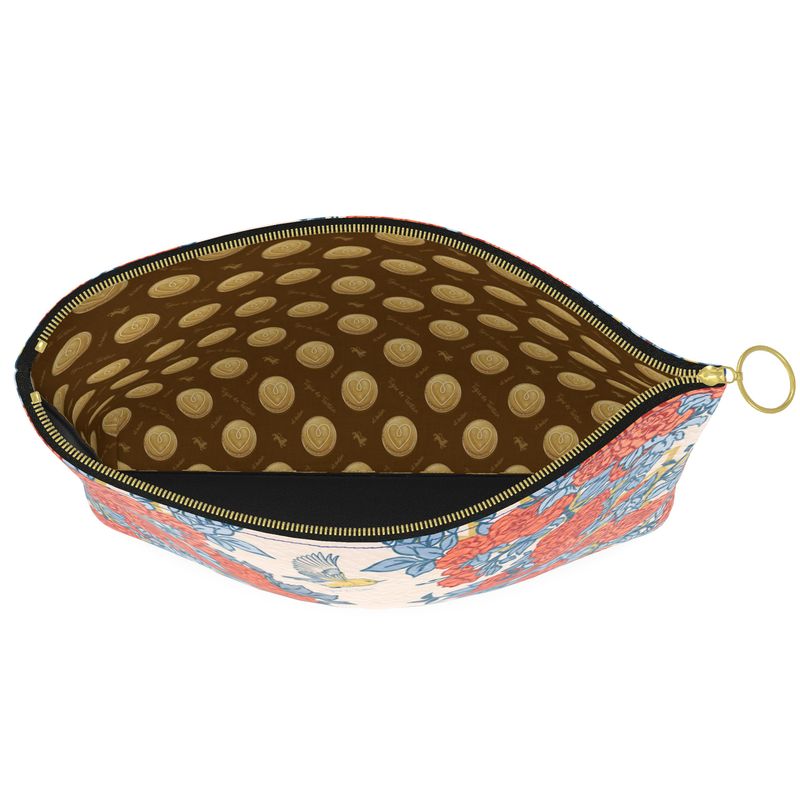 Roomy Leather Pouch- ROSE TRELLIS