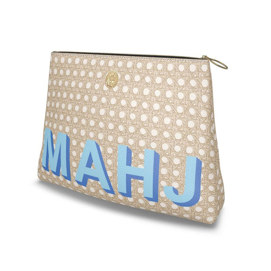 Roomy Leather Mahjong Tile Bag, MAHJ CANNAGE BLONDE