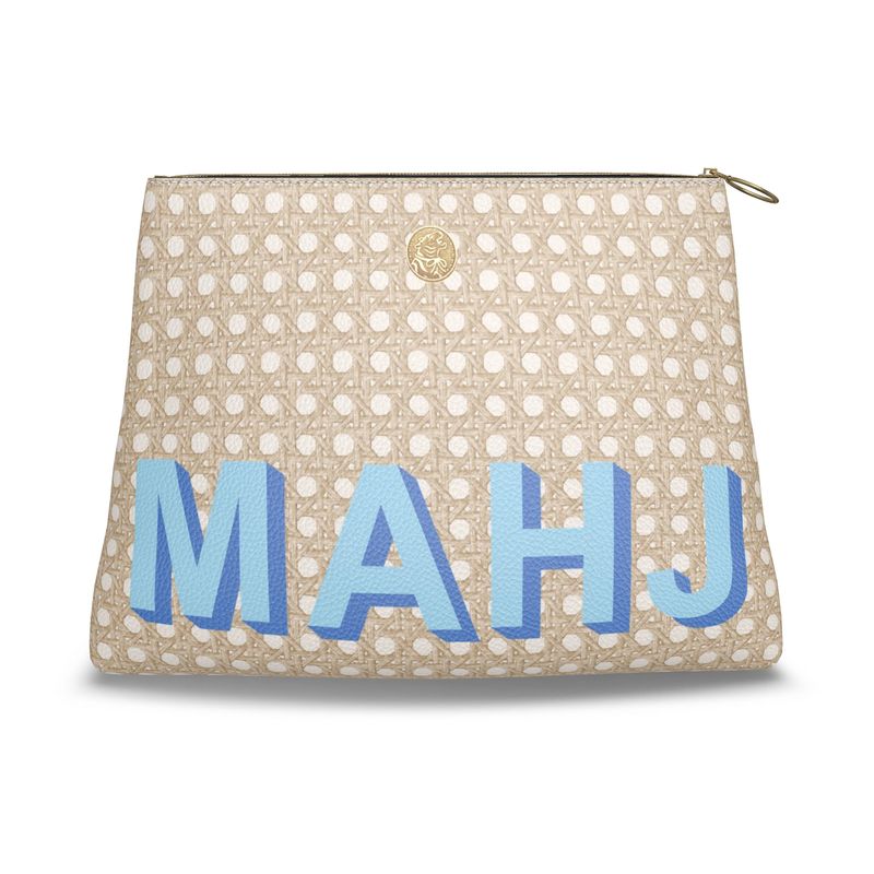 Roomy Leather Mahjong Tile Bag, MAHJ CANNAGE BLONDE