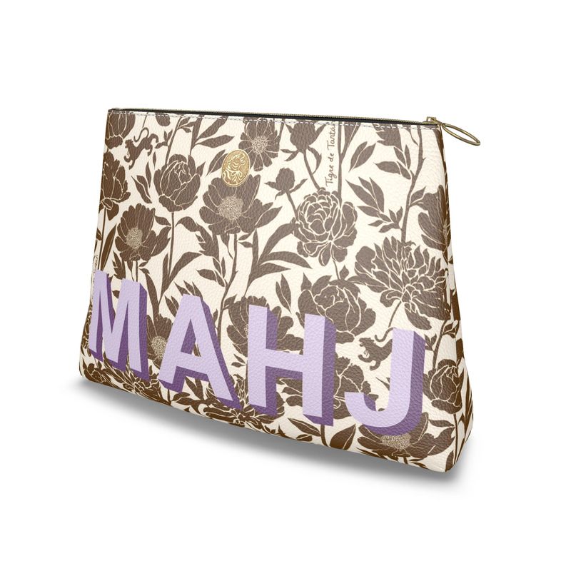 Roomy Leather Mahjong Tile Bag, MAHJ COCONUT PEONY