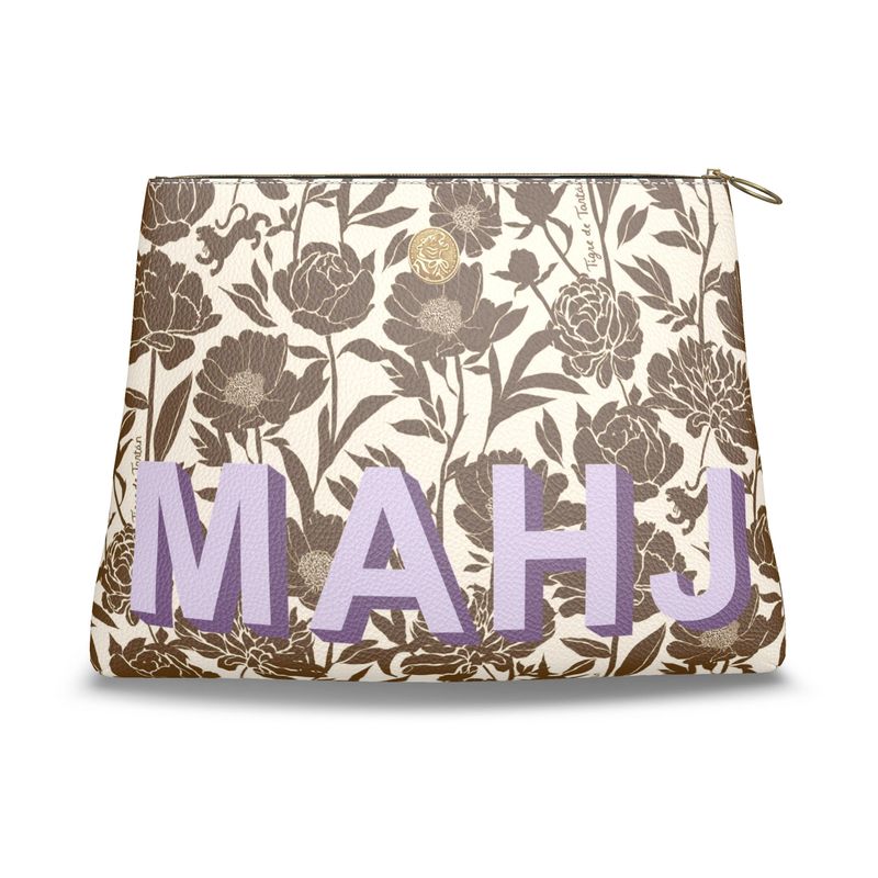 Roomy Leather Mahjong Tile Bag, MAHJ COCONUT PEONY