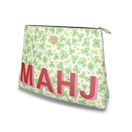 Roomy Leather Mahjong Tile Bag, MAHJ CLOVER