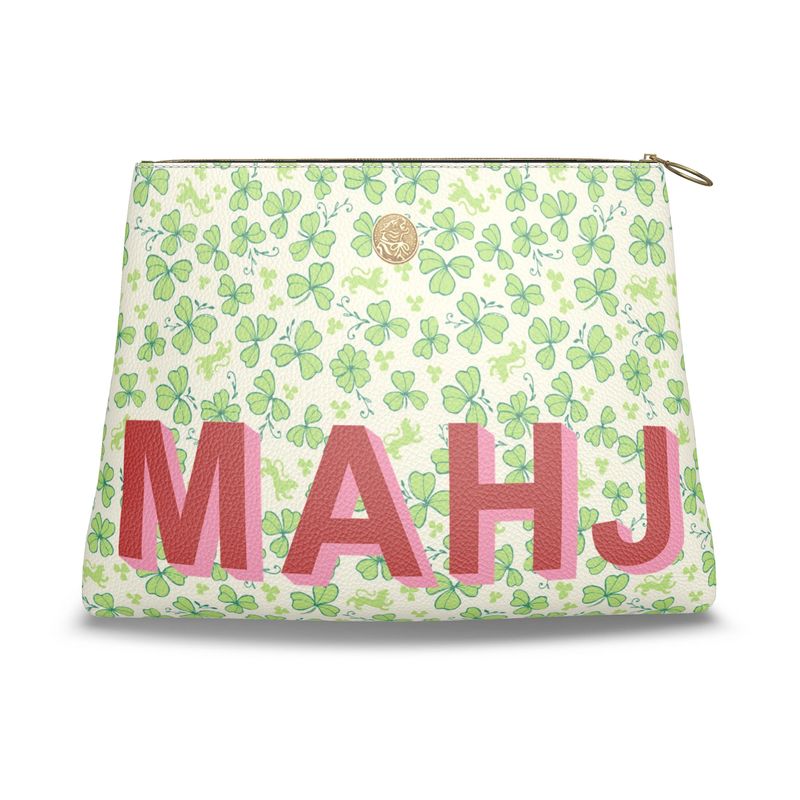 Roomy Leather Mahjong Tile Bag, MAHJ CLOVER