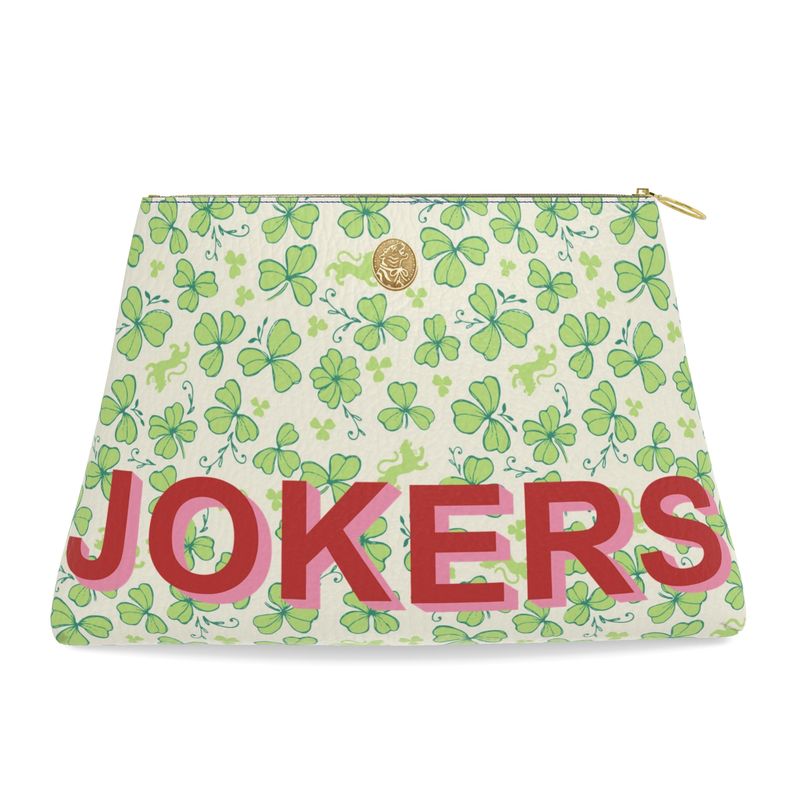 Roomy Leather Mahjong Pouch, JOKERS CLOVER