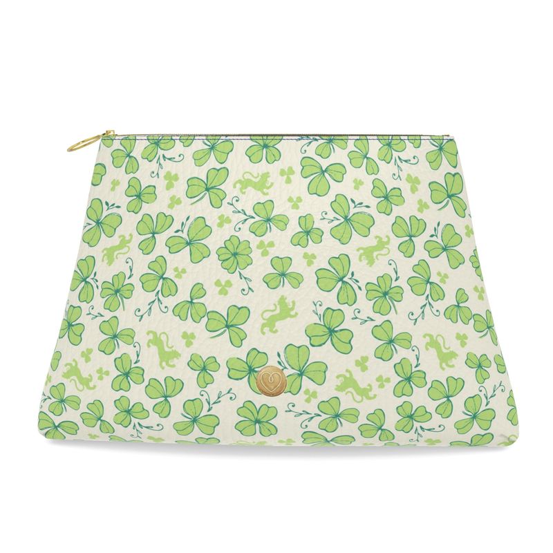 Roomy Leather Mahjong Pouch, JOKERS CLOVER